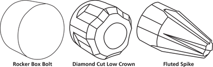 Diamond crown Blk Chr BOLT CAP 1/4" 10Pc