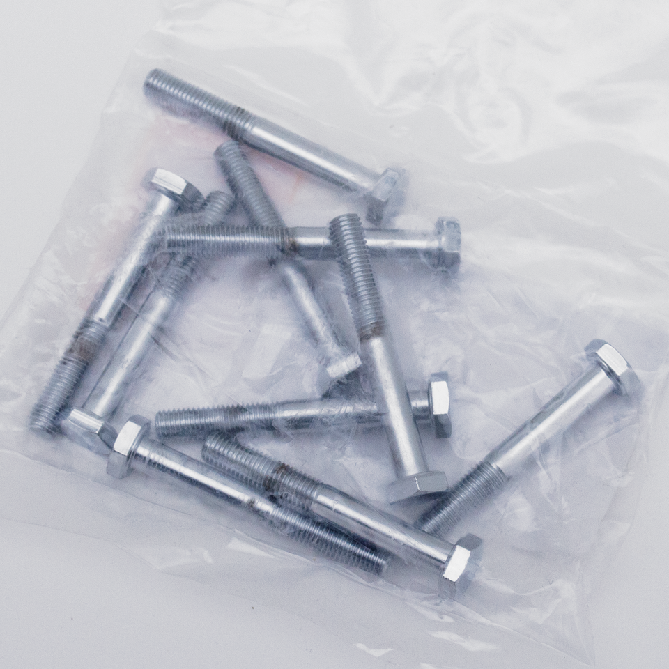 10pck Chrome hex head screws 1/4-28x2