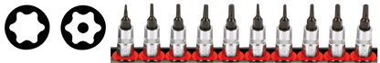 1/4" Socketbitset Torx 10PC on rail