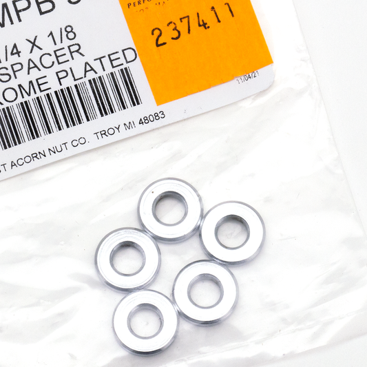 5pck Spacers 1/4"Ix5/8"Ox1/8"L chrome