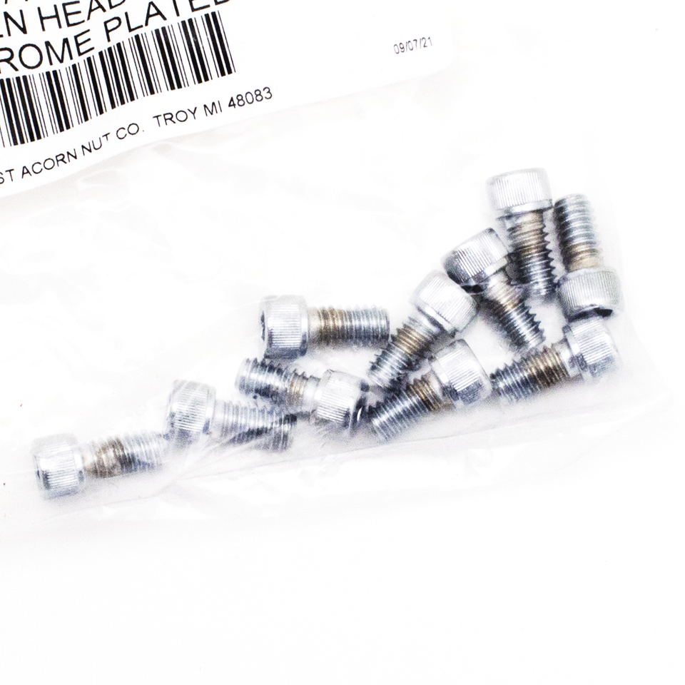 10pck Chrome Allen screw 1/4x1/2" Course