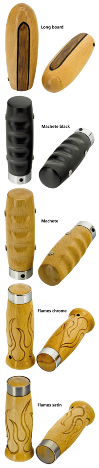 Long board style wood grips