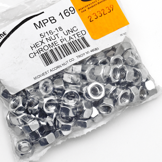 100pck Chrome hex nut 5/16-18 UNC