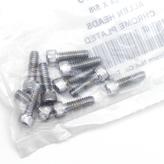 10pck Chrome allen screws 10-24x5/8"