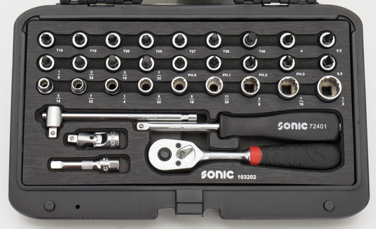 Sonic 32pc 1/4" drive socket set SAE