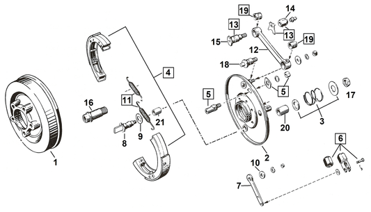 Stud, brake shackle in fork, Chrome