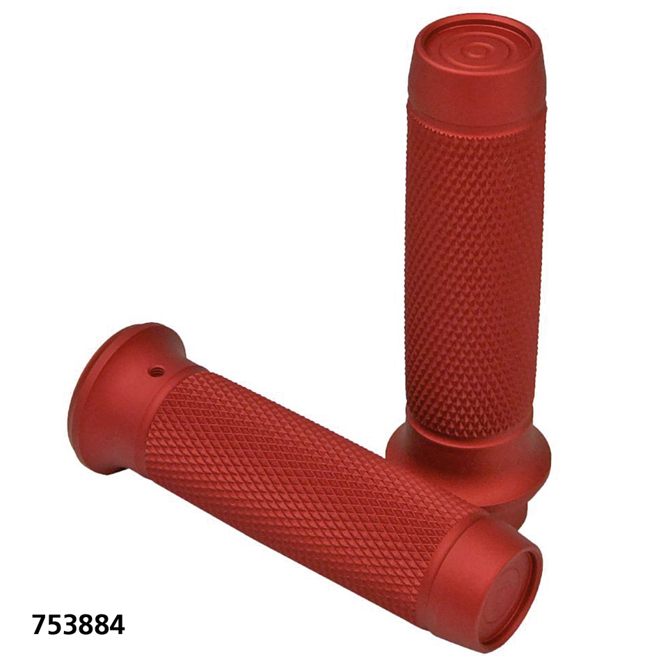 Knurled Moto Grips Red HD cable