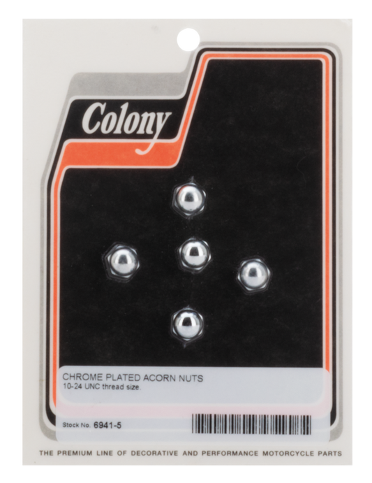 CHROME ACORN NUTS #10-24 UNC 5pck
