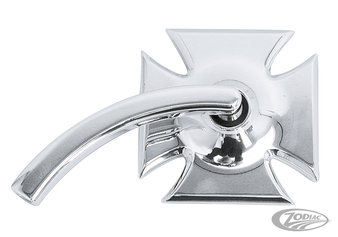 Billet Maltese Cross mirror left polish