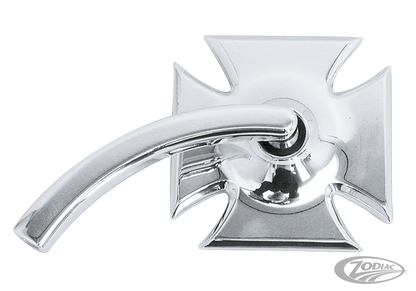 Billet Maltese Cross mirror left polish