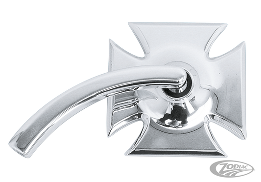 Billet Maltese Cross mirror left polish