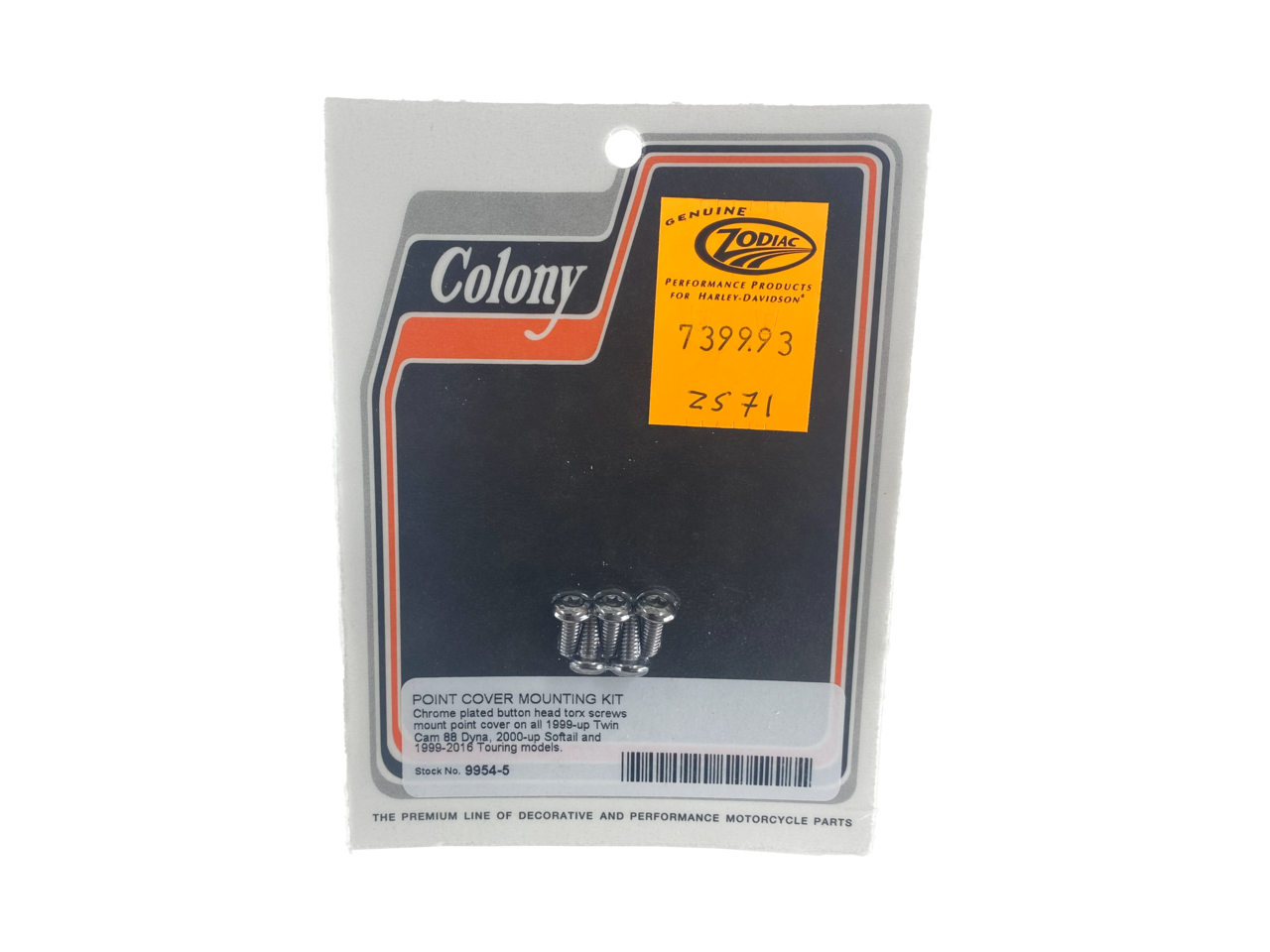 Chrome Torx button head ign.cvr screws