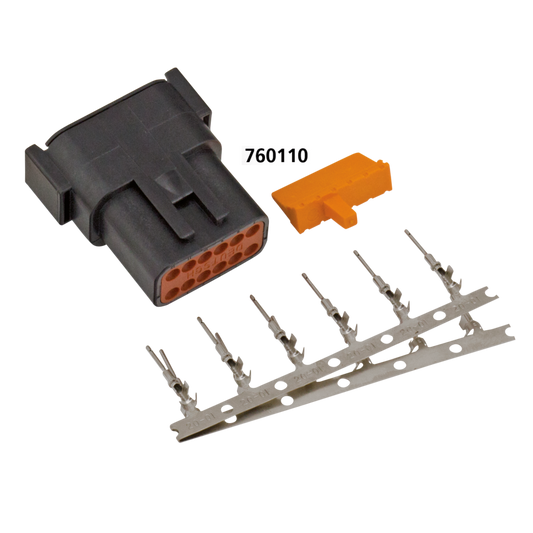DTM 12-Pos Blk Recept w/ Trmnls & Wedge